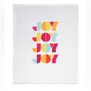 Holiday Festive JOY Throw Blanket White 50" x 60" Colorful Letters